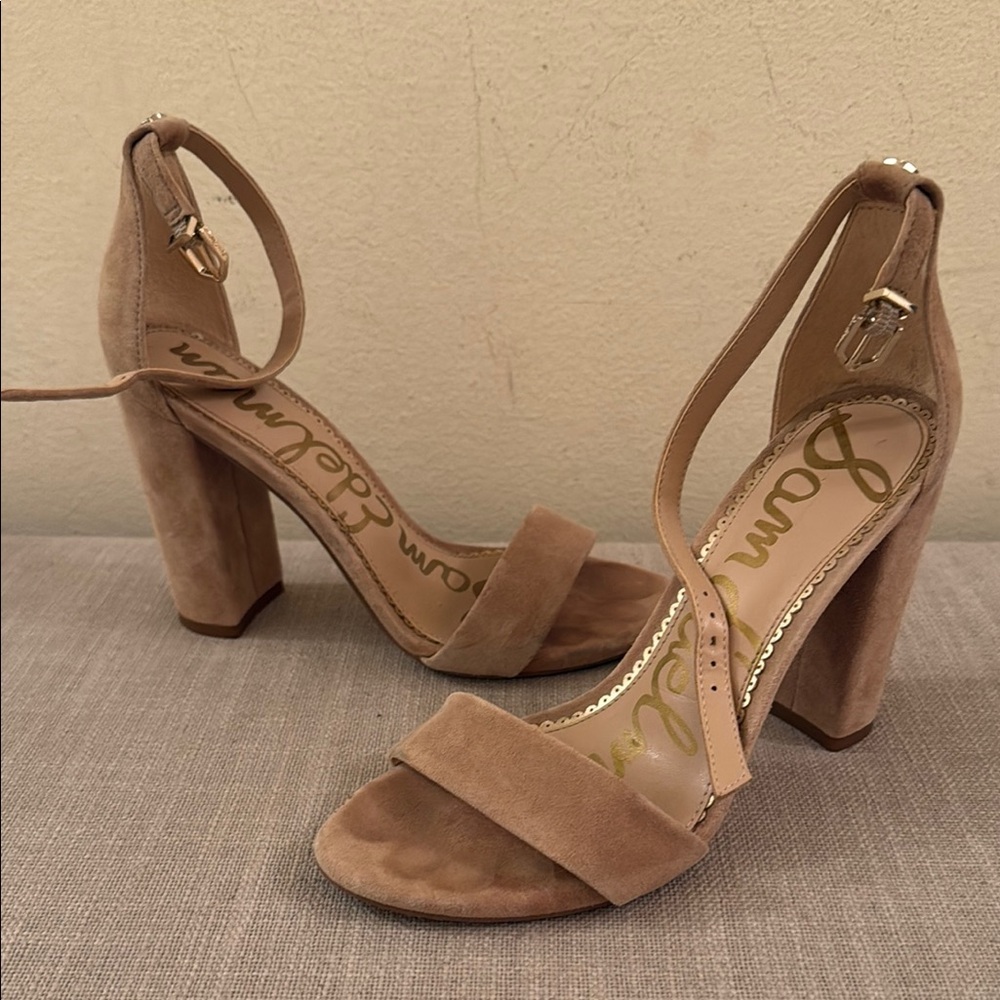 Sam Edelman Tan Heeled Sandals with Block Heel